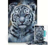 White Tiger Cub Portrait 1000 Piece Jigsaw Puzzles Mind Challenge Toy High Precision Die Cut Amusing Challenge for Waiting Time (38x26cm)