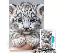 White Tiger Cub Portrait 1000 Piece Jigsaw Puzzles Mind Challenge Toy High Precision Die Cut Amusing Challenge for Waiting Time (50x75cm)