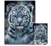 White Tiger Cub Portrait Jigsaw Puzzles for Adults 1000 Piece Wooden Jigsaw Puzzles Brain Teaser Game for Teenagers Perfect 1000 PCS(38x26cm)
