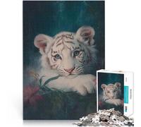 White Tiger Cub Portraitjigsaw 1000 pieces for teenagers Challenging Game and Family Play gifts for friends and family 38x26cm