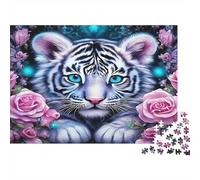White Tiger Cub Puzzle 1000 Pieces Recycled Paper for Adults Puzzle for Adults Educational Game Challenge Fun Home Present Great Gift for Kids Age 12 Years Up 52x38cm/1000pcs