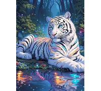 White Tiger Cub Reflected in Water 1000 Piece Jigsaw Puzzle for Adults Wildlife Pet Jigsaw Weekend Craft Activity Parent Child Bonding Vibrant Design Perfect Festival Gift 1000 PCS