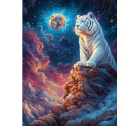 White Tiger Cub Under A Cosmic Sky 300 Piece Pack Classic Jigsaw Puzzle Wildlife Plant Couple Puzzle Partners Ultra Difficult Wall Decor Easter New Year Paperboard Material 300 PCS