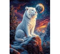 White Tiger Cub Under The Moon 300 Piece Pack Classic Jigsaw Puzzle Wildlife Plant Couple Puzzle Partners Ultra Difficult Wall Decor Easter New Year Eco Friendly Cardboard 300 PCS