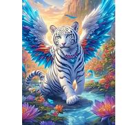 White Tiger Cub with Angel Wings 500 Pc Classic Jigsaw Puzzle Wildlife Pet Cute Puzzle for Adults Hard Challenging Hobby Home Decor Poster Sturdy Creativity & Gift Giving 500 PCS
