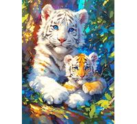 White Tiger Cub with Cub in A Magical Glow 1000 Piece Jigsaw Puzzle for Adults Teens Wildlife Pet Cute Bedroom Wall Art Sleep Aid Calming Design Great Gift for Insomnia Sufferers 1000 PCS