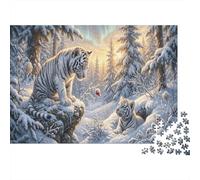 White Tiger Cubs Classic 1000 Pc Rigid Cardboard Jigsaw Aurora Forest Seniors Brain Training Rainy Day Fun Must-Have for Puzzlers 70x50cm/1000pcs