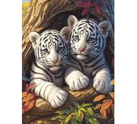 White Tiger Cubs Huddled Together 1000 Piece Complete Jigsaw Puzzle Set Wildlife Pet Cute Teens Beginners Educational Challenge Puzzle Fans Group Play Anniversary Creativity & Gift Giving 1000 PCS