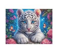 White Tiger Double Tiger 500 Pieces Jigsaw Puzzles Fantastic Beasts For Men Educational Decompression Adults Anxiety Memory Care Mothers Valentines Gift Durable Cardboard 500 PCS