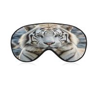 White Tiger Eye Mask Sleep Mask for Side Sleeper Women Men Pressure-Free & Light Block-Out Blindfold Soft Comfortable Eye Covers Breathable Blindfold Adjustable