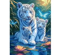 White Tiger Family by The Water 300 Piece Jigsaw Puzzle for Adults Teens Wildlife Pet Gaming Break Activity Mental Reset Colourful Design Great Gift for Gamers 300 PCS