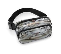 White Tiger Fanny Pack Belt Bag with Adjustable Strap Fashion Waist Bag for Outdoor Sports Hiking, white, 20x13cm, Full Printed Waist Bag