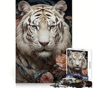 White Tiger Floral Bliss Adults Puzzles 1000 Piece Jigsaws Strategic Think Mindful Escape Precise Fit Nice Gift (50x75cm)