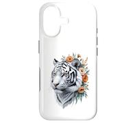 White Tiger Floral Portrait Case for iPhone 17