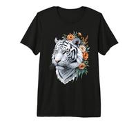 White Tiger Floral Portrait Premium T-Shirt
