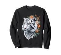 White Tiger Floral Portrait Sweatshirt