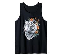 White Tiger Floral Portrait Tank Top