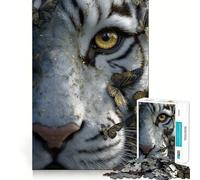 White Tiger Golden Butterflies Adults Puzzles 1000 Piece Jigsaws Recall Skill Fun High Precision Die Cut Easy to Learn Family Enjoyment (50x75cm)