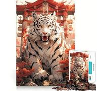 White Tiger Guardian Jigsaw 1000 Pieces for Teenagers Memory Train Fun Clean Seamless Connection Relaxing Indoor Group Activity (38x52cm)