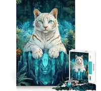 White Tiger Guardian Jigsaw for Adults1000 Pieces Brain Focus Game Precision Cut Smooth Edges Amusing Challenge for Waiting Time (38x52cm)