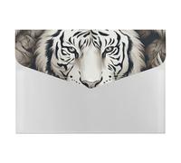 White Tiger Head Pattern File Folder Paper Bill Receipt Organizer Portable Document Organizer Expanding Accordion File Organizer Plastic Envelopes with 6 Pockets for Office Home