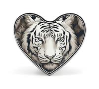 White Tiger Head Pattern Lapel Pins Metal Heart Shape Lapel Pin Badge Minimalist Cute Heart Brooch Pin Fashion Funny Enamel Pins Brooch Badge for Jacket Backpacks Hats Bags