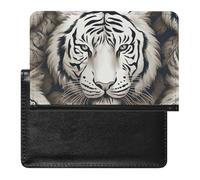 White Tiger Head Pattern Passport Cover Family Printed Leather Passport Holder Minimalist Front Pocket Slim Travel Wallet Cover Case Lightweight Credit Card Holder for Women Men