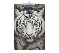 White Tiger Head Pattern Plastic Clipboard with Storage Office Acrylic Clipboards Low Profile Clip Clear Clip Boards Basics Letter Size Hardboard for Nurses,Teachers