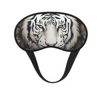 White Tiger Head Pattern Sleep Mask for Side Sleeper Eye Mask for Sleeping Light Blocking Soft Breathable Sleep Eye Mask for Women Men Adjustable Elastic Strap Travel Nap Blackout Eye Shade Cover