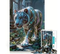 White Tiger in Ancient Ruins Jigsaw Puzzle 1000 Pieces Cognitive Fun Play High Precision Die Cut Unique Gift for Stress Relief (50x75cm)