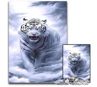 White Tiger in Clouds Jigsaws 1000 Pieces for Adults Wooden Jigsaw Puzzles for Adults Intricate Design for Teenagers, DIY Decor, And BrainBoosting Fun 1000 PCS(75x50cm)