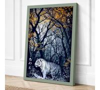 White Tiger in Darkness Canvas Wall Art Print 30x20 Inch | Ready to Hang, Gallery Wrapped, Fade-Resistant Inks, Securely Packaged, UK Made