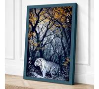 White Tiger in Darkness Canvas Wall Art Print 36x24 Inch | Ready to Hang, Gallery Wrapped, Fade-Resistant Inks, Securely Packaged, UK Made