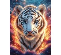 White Tiger in Flames 300 Pc DIY Jigsaw Puzzle Fantástico Cuento De Hadas Animal Puzzles for Adults Teens Hard Challenging Team Building Stress Reducing Autumn Sturdy Wooden Cardboard 300 PCS
