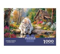 White Tiger in Forest 1000 Pcs Jigsaw Puzzle Bundle: Ultra Difficult Challenge White Tiger by Lake for After-school Puzzle Activity, A Puzzle for Serious Puzzlers 70x50cm/1000pcs