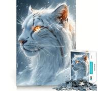 White Tiger in Snow Adults Puzzles 1000 Piece Jigsaws Recall Skill Fun High Precision Die Cut Easy to Learn Family Enjoyment (38x26cm)