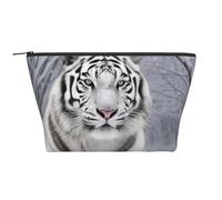 White Tiger in Snow Print Makeup Bag Trapezoid Travel Cosmetic Organiser Stylish Storage for Beauty & Gifts for Women Girls