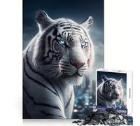 White Tiger in The City 1000 Piece Jigsaw Puzzles Clear Thinking Soft Distraction Precise Edges Meaningful Gift (50x75cm)