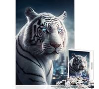 White Tiger in The City Jigsaw Puzzles 1000 Pieces for Teenagers Boost Memory And Cognitive Function Calm Peaceful Leisure Activity (38X52cm)