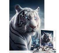 White Tiger in The City Jigsaw Puzzles for Adults1000 Piece Strengthen Mental Endurance And Stamina Calm Stress Free Playtime (50X75cm)