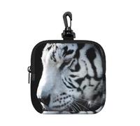 White Tiger in The Dark, Coin Purse Square Zipper Storage Bag, Change Pouch with Lobster Buckle Clasp Buckle, Change Purse