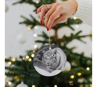 White Tiger in The Snow Ceramic Christmas Ornaments - 2.8 Inch Round Double-Sided Xmas Tree Decorations with Gold Ribbon for Home Holiday Decor, Gift for Family & Friends