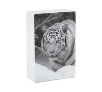 White Tiger in The Snow Cigarette Case Portable Novelty Cigarette Packing Box Crush Proof Waterproof Cigarette Box Novelty Gifts for Friend