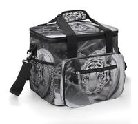 White Tiger in The Snow Cooler Bags Insulated Lightweight Lunch Cooler Pack Large Leakproof Camping Ice Chest Collapsible Sided Cooler Bags for Hiking Beach Travel Picnic