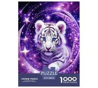 White Tiger in The Starry Sky Jigsaw Puzzles for Adults Animal Puzzle Game 1000 Piece Impossible Puzzle Home Decoration Gifts 52x38cm/1000pcs