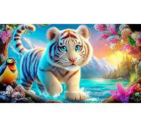 white-tiger Jigsaw Puzzle 1000 Pieces Recycled Paper Educational Games Challenging Puzzles for Adults and Kids Age 12 Years Up 38x26cm/1000pcs