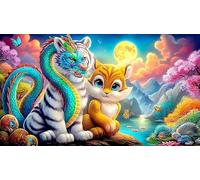 white-tiger Jigsaw Puzzle 1000 Pieces Recycled Paper Educational Games Challenging Puzzles for Adults and Kids Age 12 Years Up 38x26cm/1000pcs