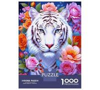 White Tiger Jigsaw Puzzle for Adults 1000 Piece Jigsaw Puzzle Floral Relaxing Focus Boost Gift Home Decor 70x50cm/1000pcs