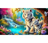 white-tiger Jigsaw Puzzles 1000Pc Recycled Paper Fun and Challenging Family Game Educational Game Decompression for Adults 38x52cm/1000pcs