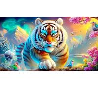white-tiger Jigsaw Puzzles 1000Pc Recycled Paper Fun and Challenging Family Game Educational Game Decompression for Adults 38x52cm/1000pcs